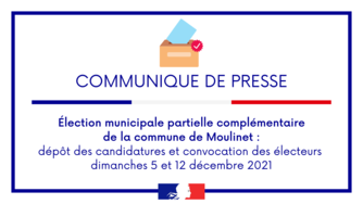 Election municipale partielle complémentaire de la commune de Moulinet les 5 et 12 décembre 2021