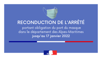 Reconduction de l’arrêté préfectoral portant obligation du port du masque jusqu’au 17 janvier inclus